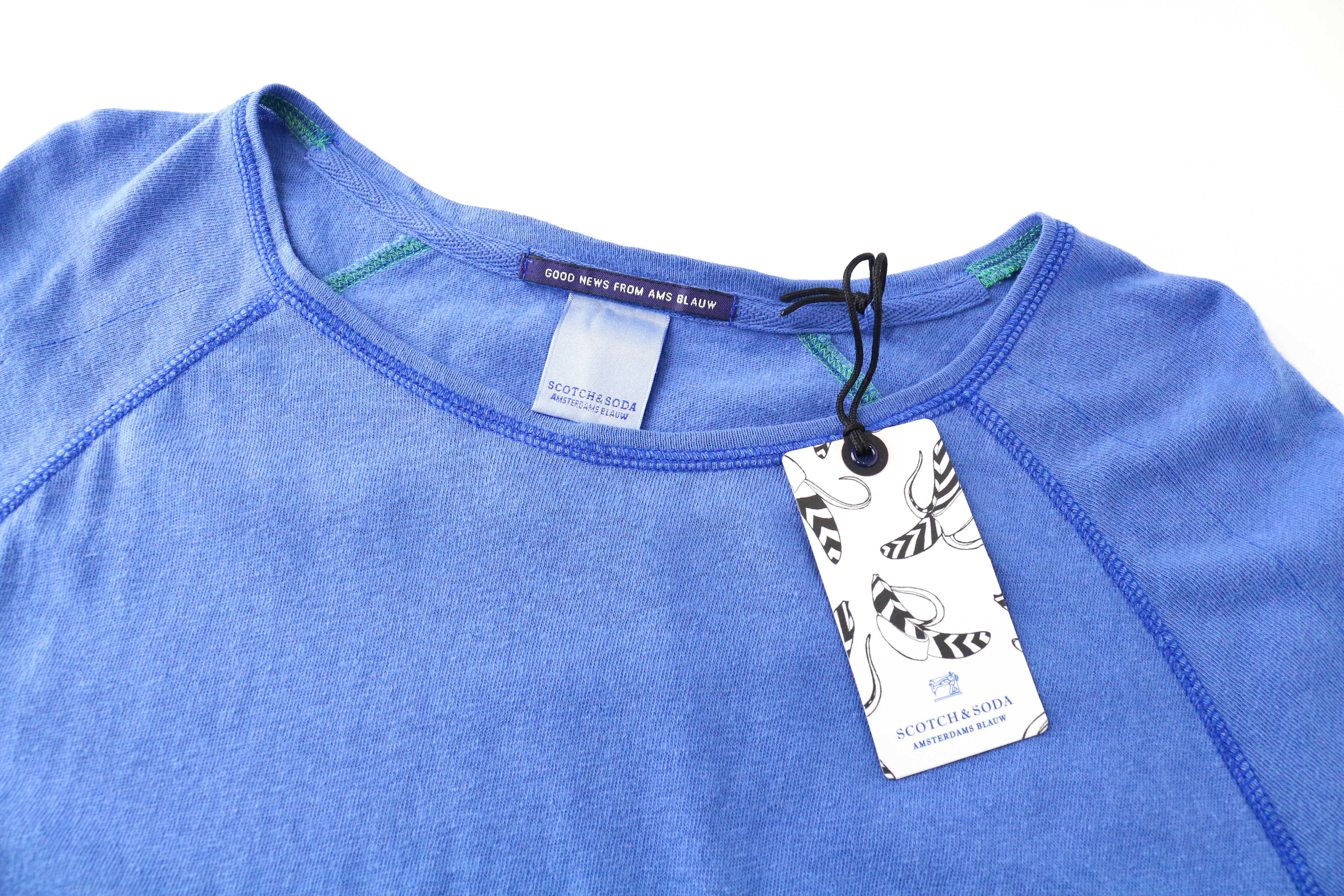 SCOTCH & SODA Ams Blauw Men's T-Shirt Blue ~M 3/4 Sleeve Casual Pocketed