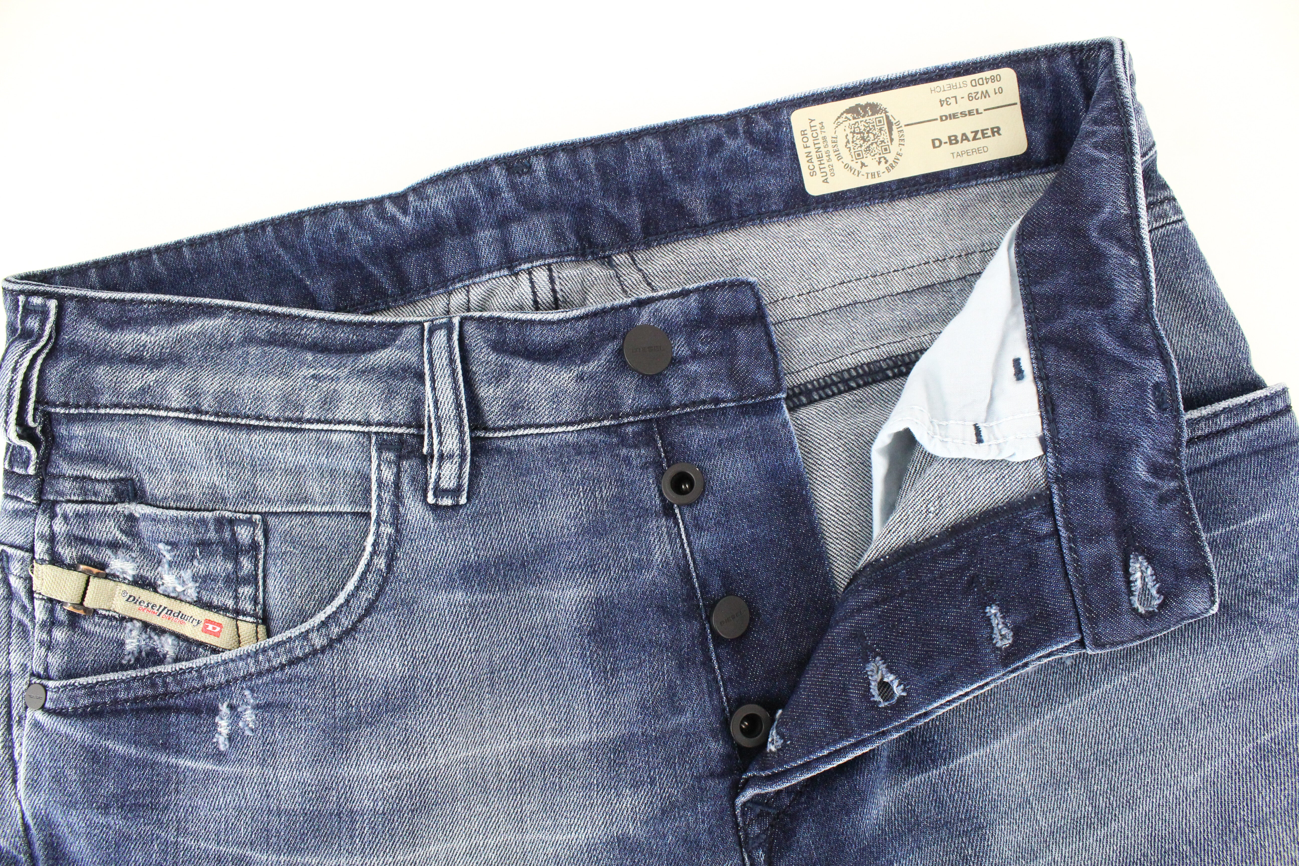 DIESEL  D-Bazer 084DD Men's Jeans W29/L34 Tapered Stretch Washed Cotton Blue Fit