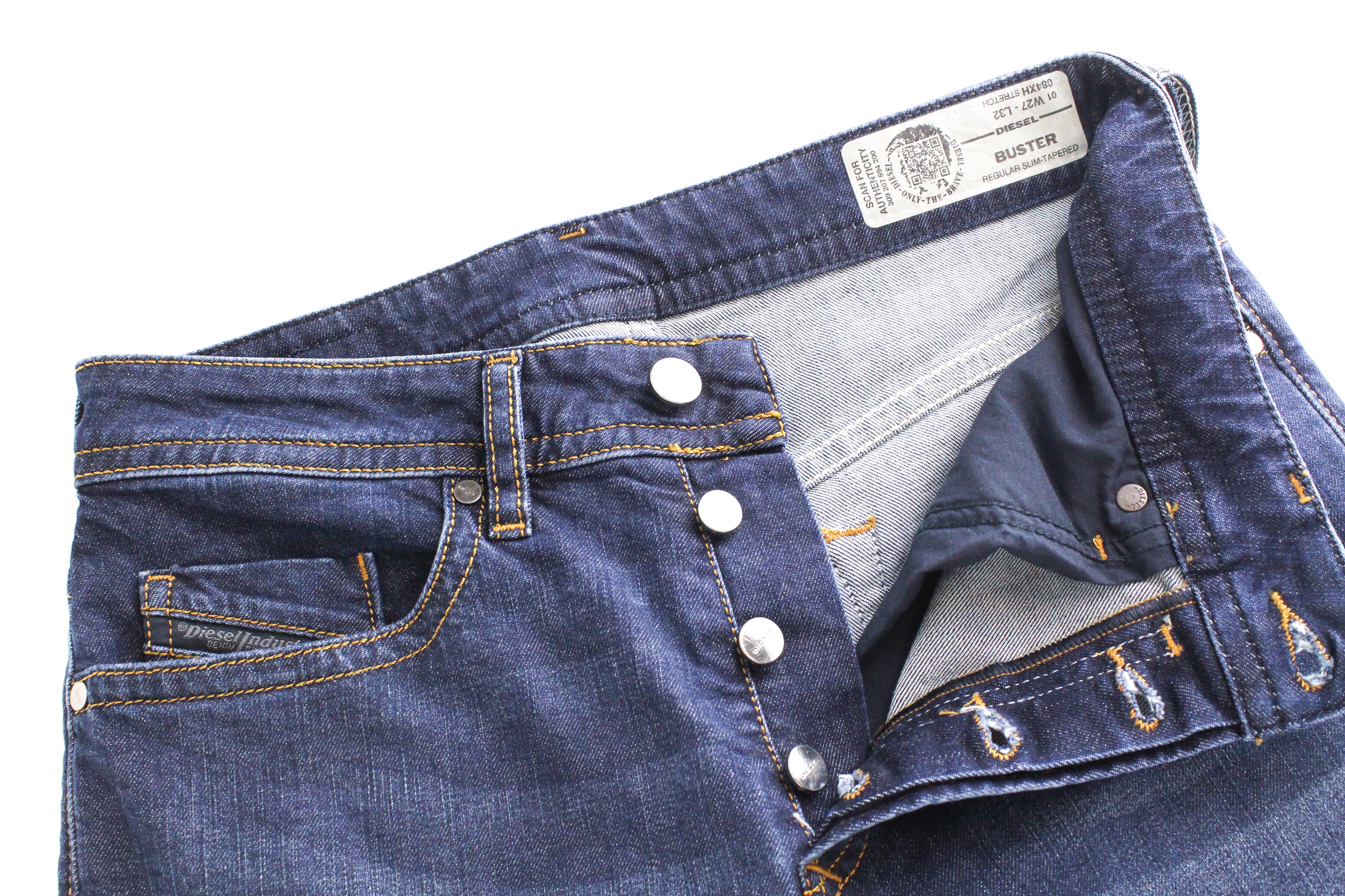 DIESEL Buster 084XH Men's Jeans W27 L32 Slim Taper Fit Cotton Blue Washed Denim