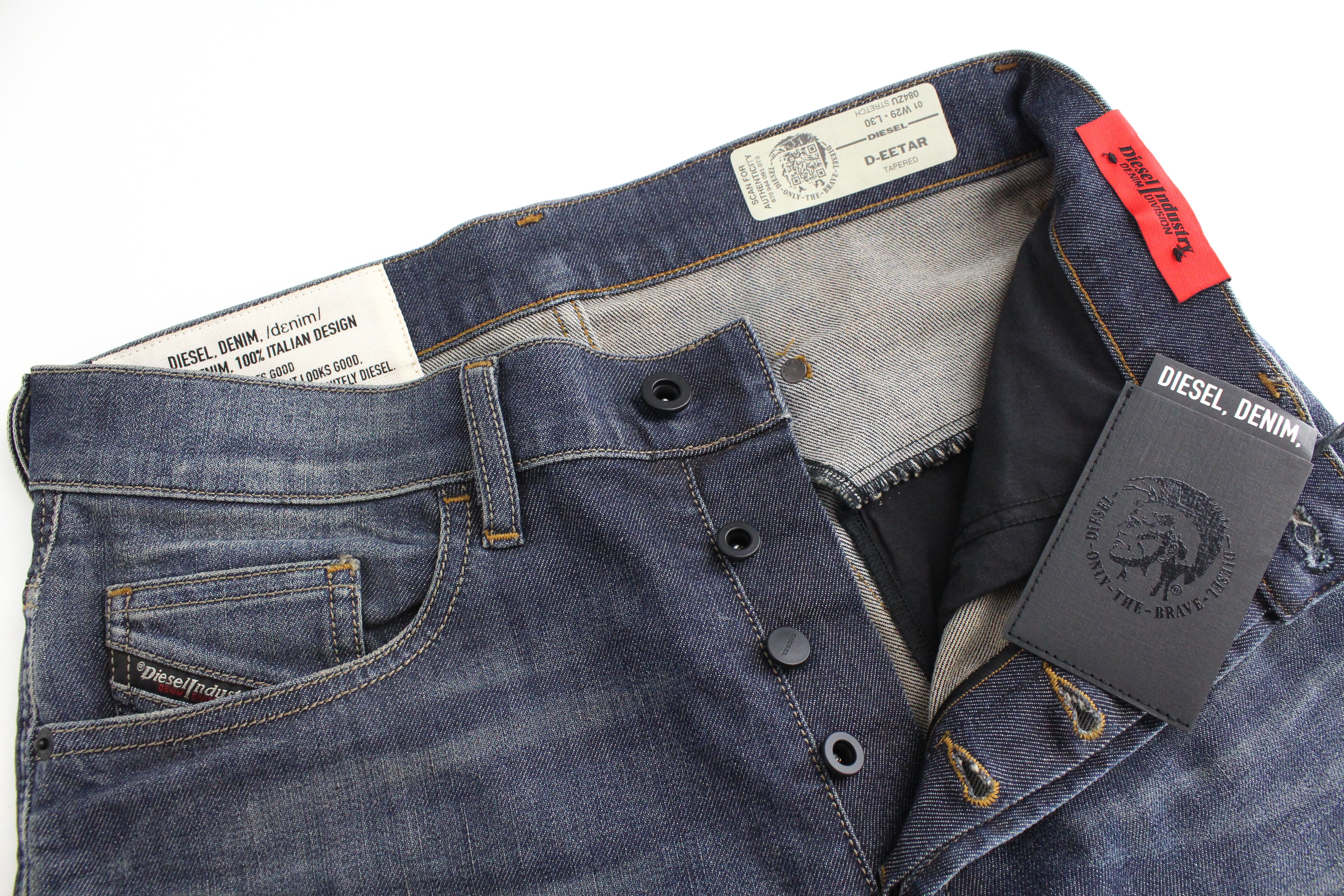 DIESEL D-Eetar 084ZU Men's Jeans W29/L30 Tapered Fit Blue Stretch Wash