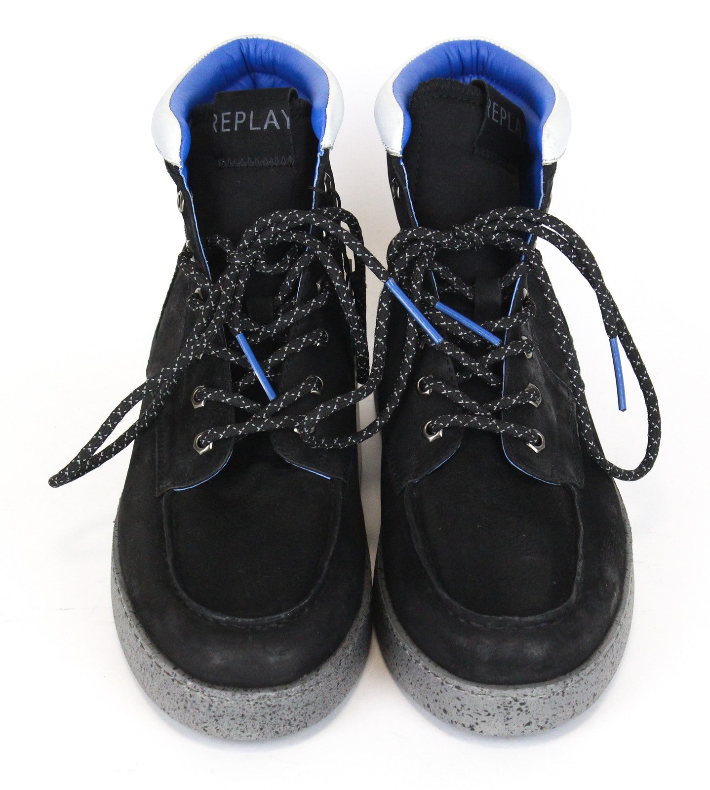 REPLAY Men Casual Shoes EU42 Black Grey Laced High-Top Boots RRP160