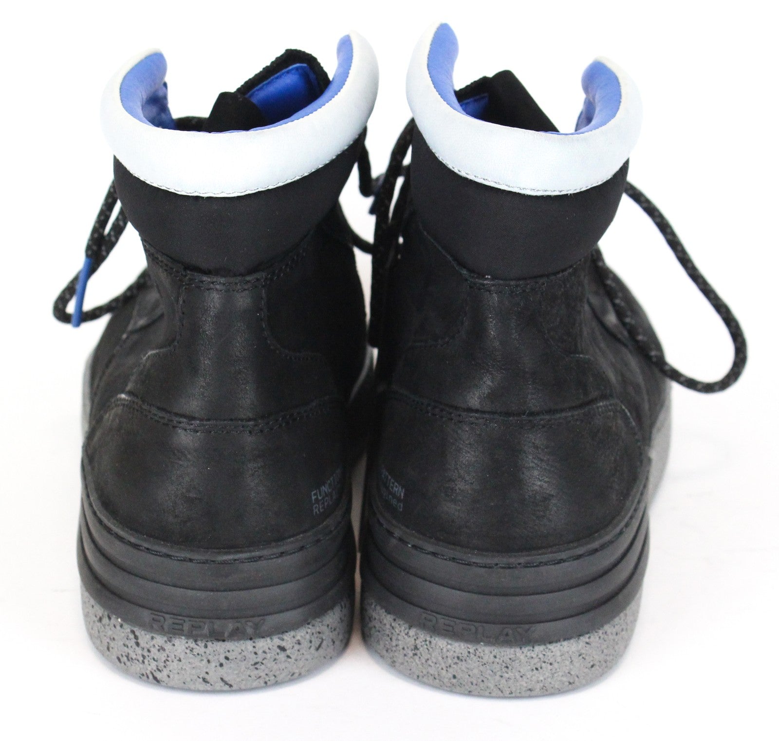 REPLAY Men Casual Shoes EU42 Black Grey Laced High-Top Boots RRP160