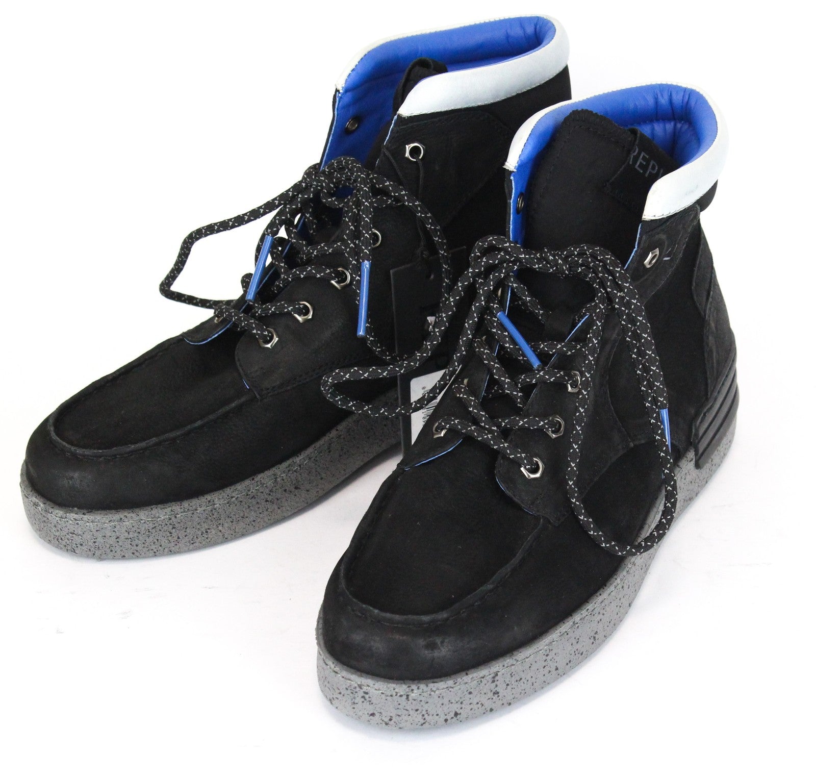 REPLAY Men Casual Shoes EU42 Black Grey Laced High-Top Boots RRP160
