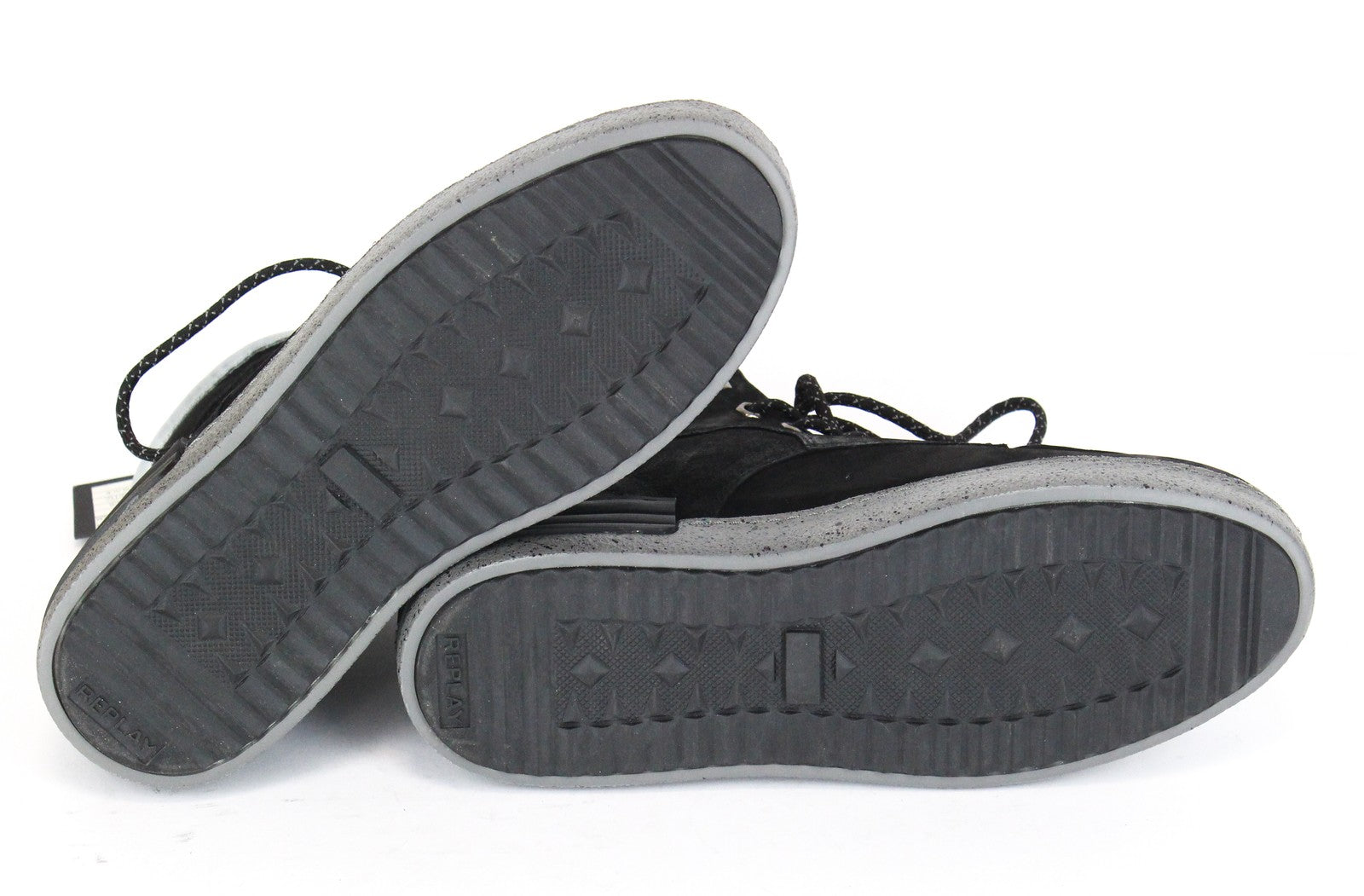 REPLAY Men Casual Shoes EU42 Black Grey Laced High-Top Boots RRP160