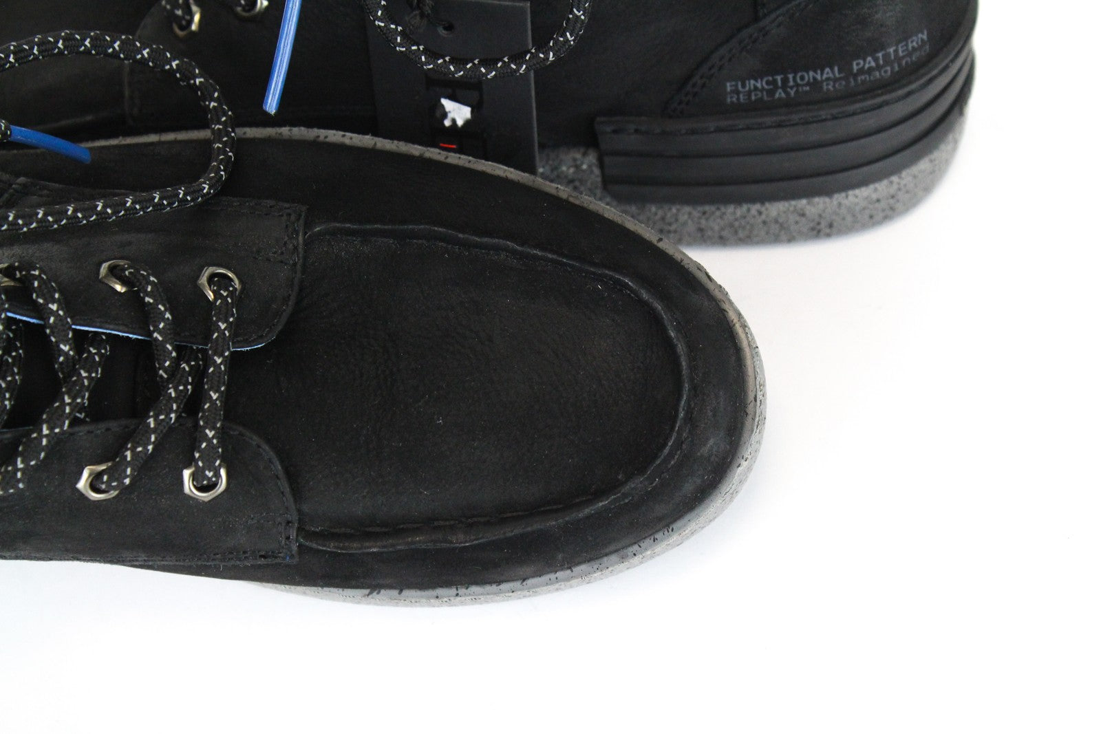 REPLAY Men Casual Shoes EU42 Black Grey Laced High-Top Boots RRP160