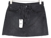 DENHAM Pearl Women Skirt W26 Black Pure Cotton Washed Denim Short 5-Pocket