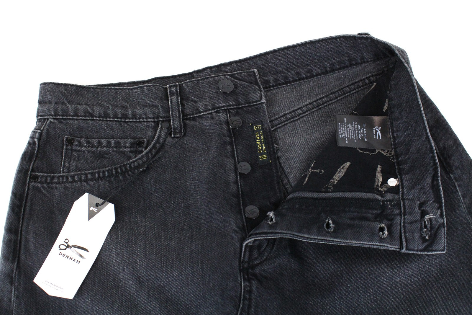 DENHAM Pearl Women Skirt W26 Black Pure Cotton Washed Denim Short 5-Pocket