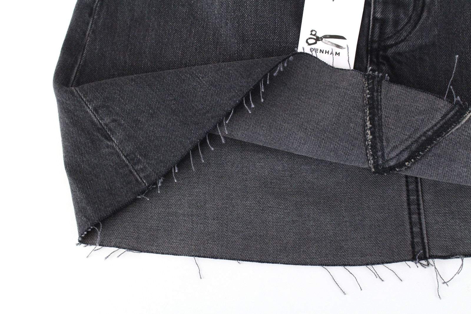 DENHAM Pearl Women Skirt W26 Black Pure Cotton Washed Denim Short 5-Pocket