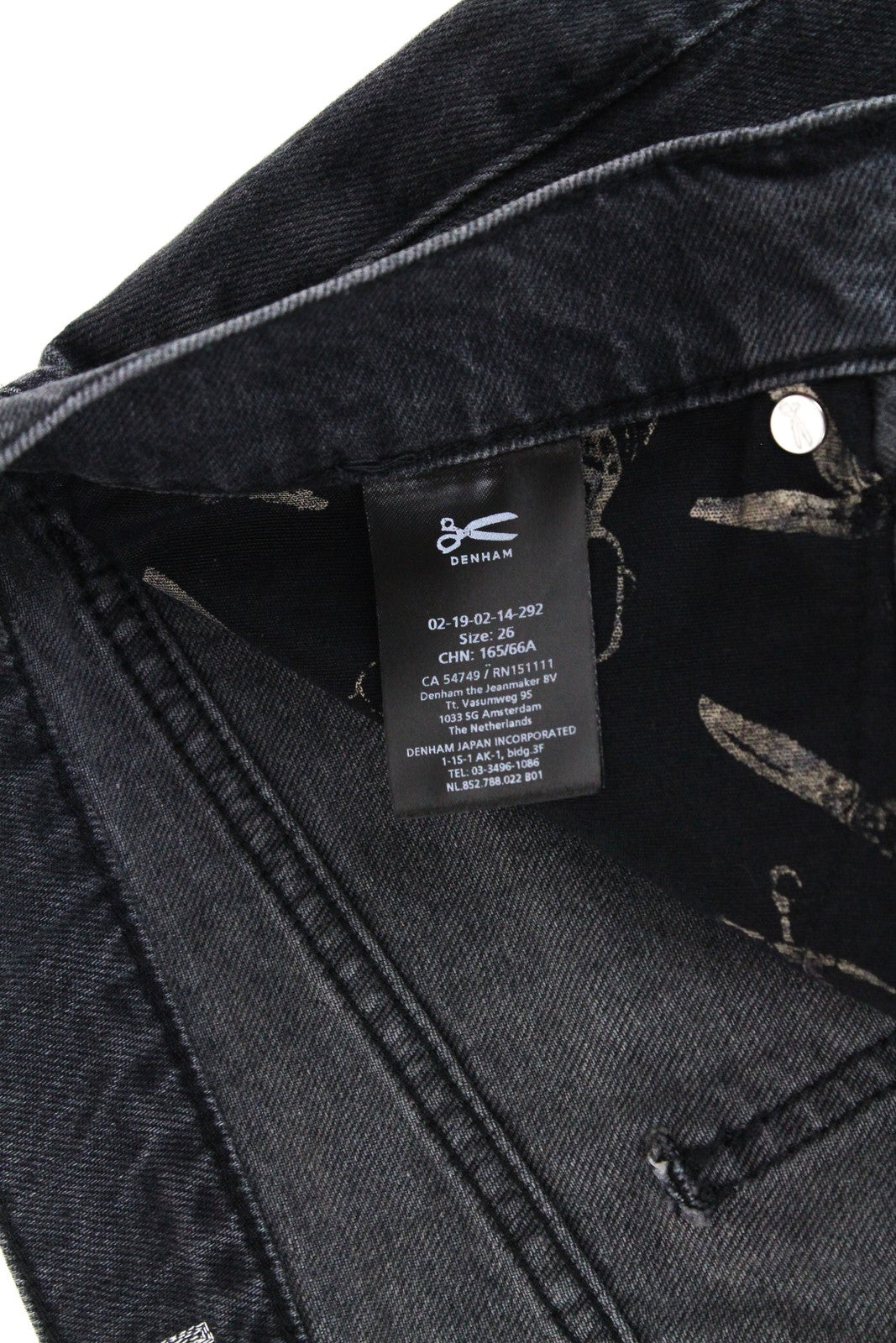 DENHAM Pearl Women Skirt W26 Black Pure Cotton Washed Denim Short 5-Pocket