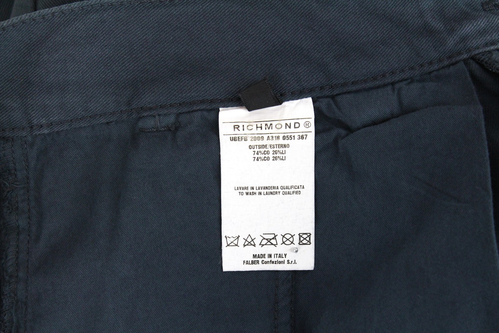 RICHMOND  Men Trousers 48 Blue Cotton Linen Loose Fit Pleated Front Casual