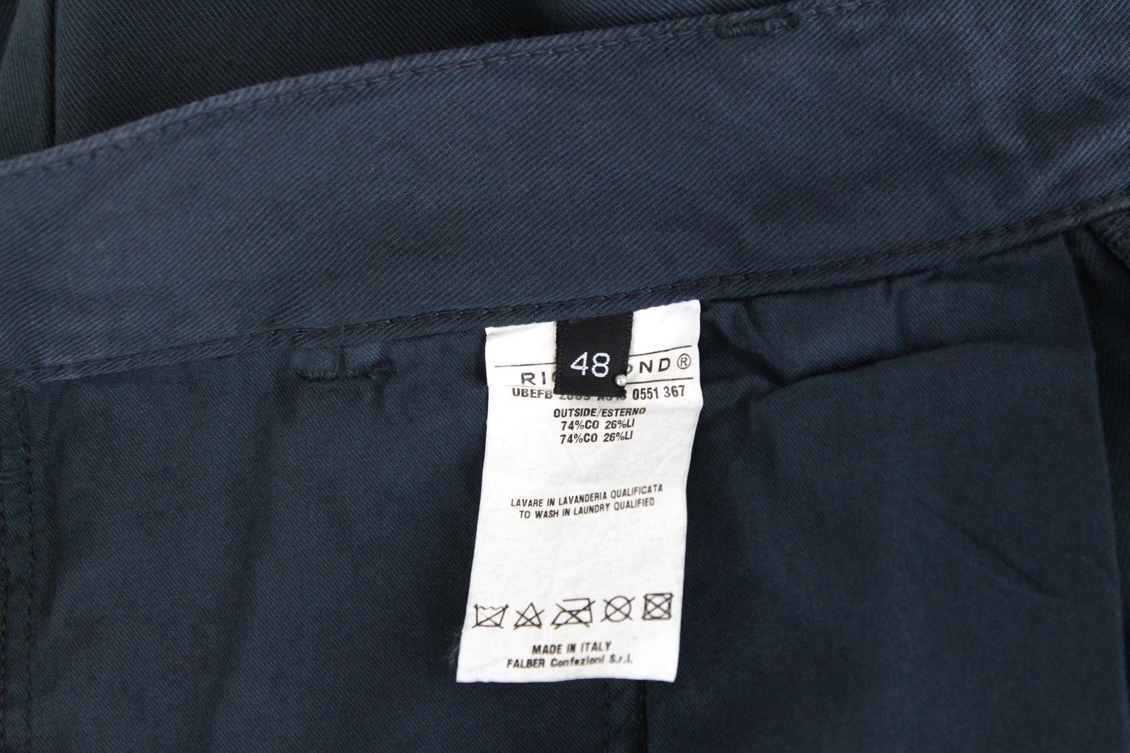 RICHMOND  Men Trousers 48 Blue Cotton Linen Loose Fit Pleated Front Casual