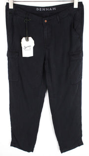 DENHAM Tara Women Trousers W25/L26 Black Multi Pocket Lightweight Cargo