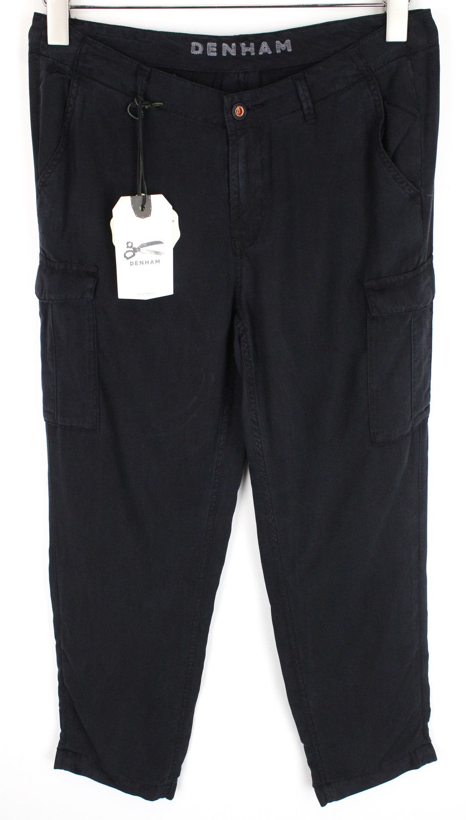 DENHAM Tara Women Trousers W25/L26 Black Multi Pocket Lightweight Cargo