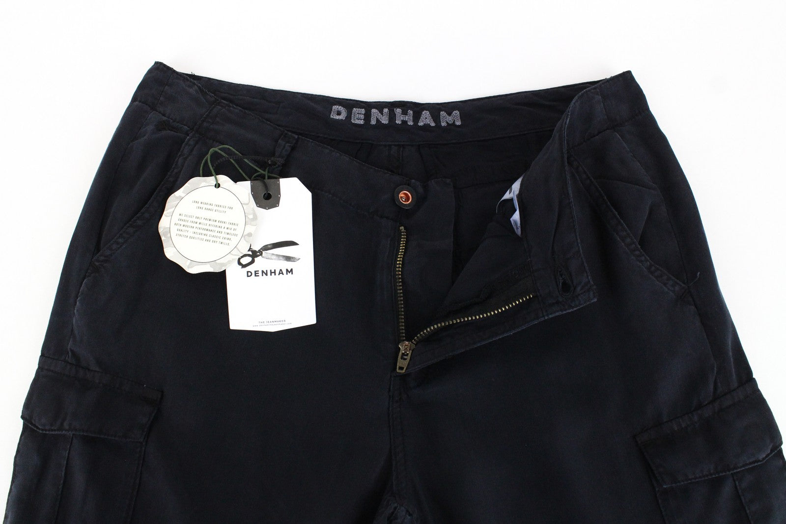 DENHAM Tara Women Trousers W25/L26 Black Multi Pocket Lightweight Cargo
