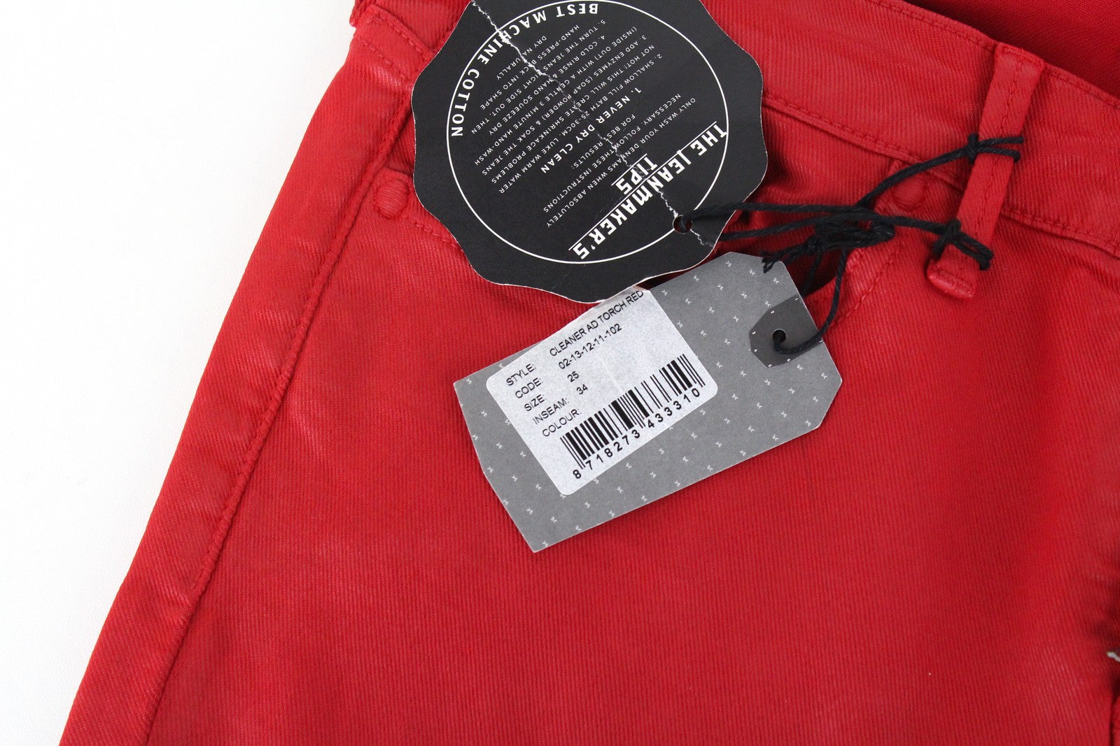 DENHAM Cleaner Women Jeans W25/L34 Red Slim Fit Stretch Coated Waxed Denim