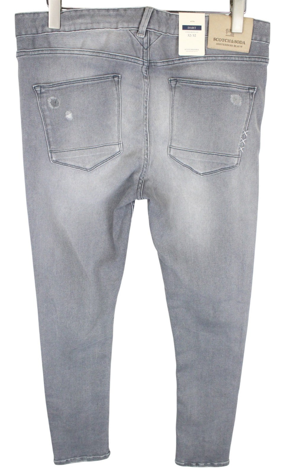 SCOTCH & SODA Dart Men Jeans W32/L32 Grey Super Skinny Fit Distressed Washed