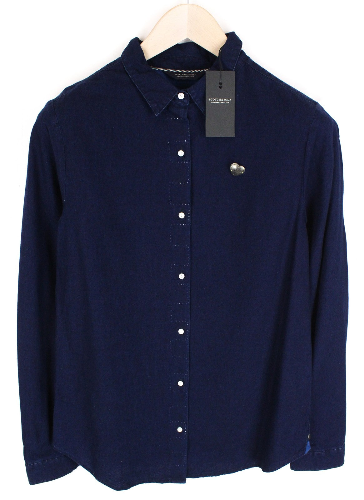 SCOTCH & SODA Ams Blauw Men Shirt ~M Blue Denim Style Long Sleeve Button-Up