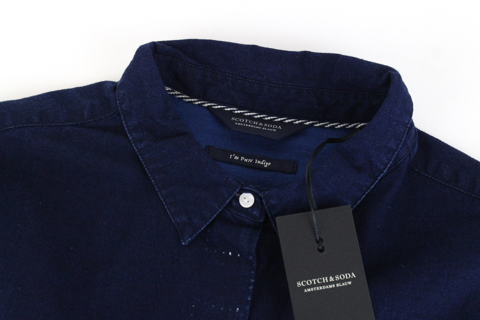 SCOTCH & SODA Ams Blauw Men Shirt ~M Blue Denim Style Long Sleeve Button-Up