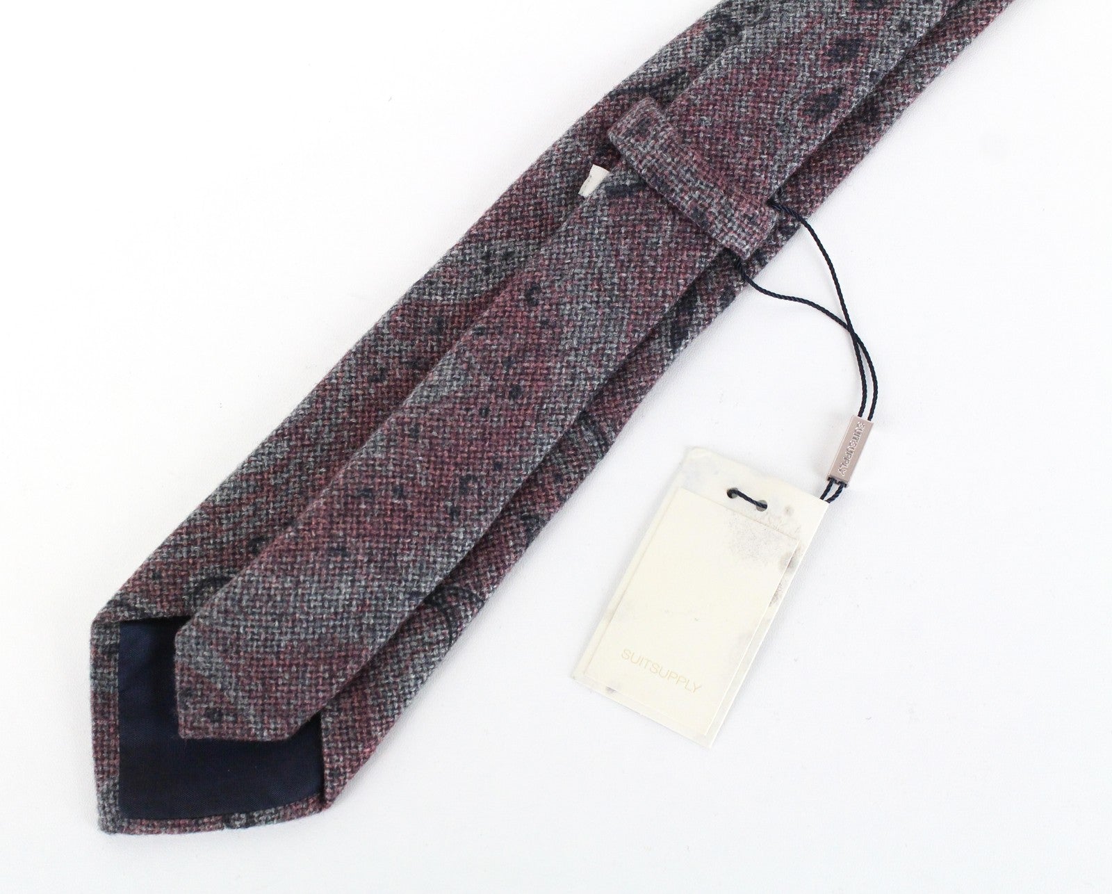 SUITSUPPLY Men Tie 150 x 8 cm Virgin Wool Silk Paisley Pink Print Pointed-Ended