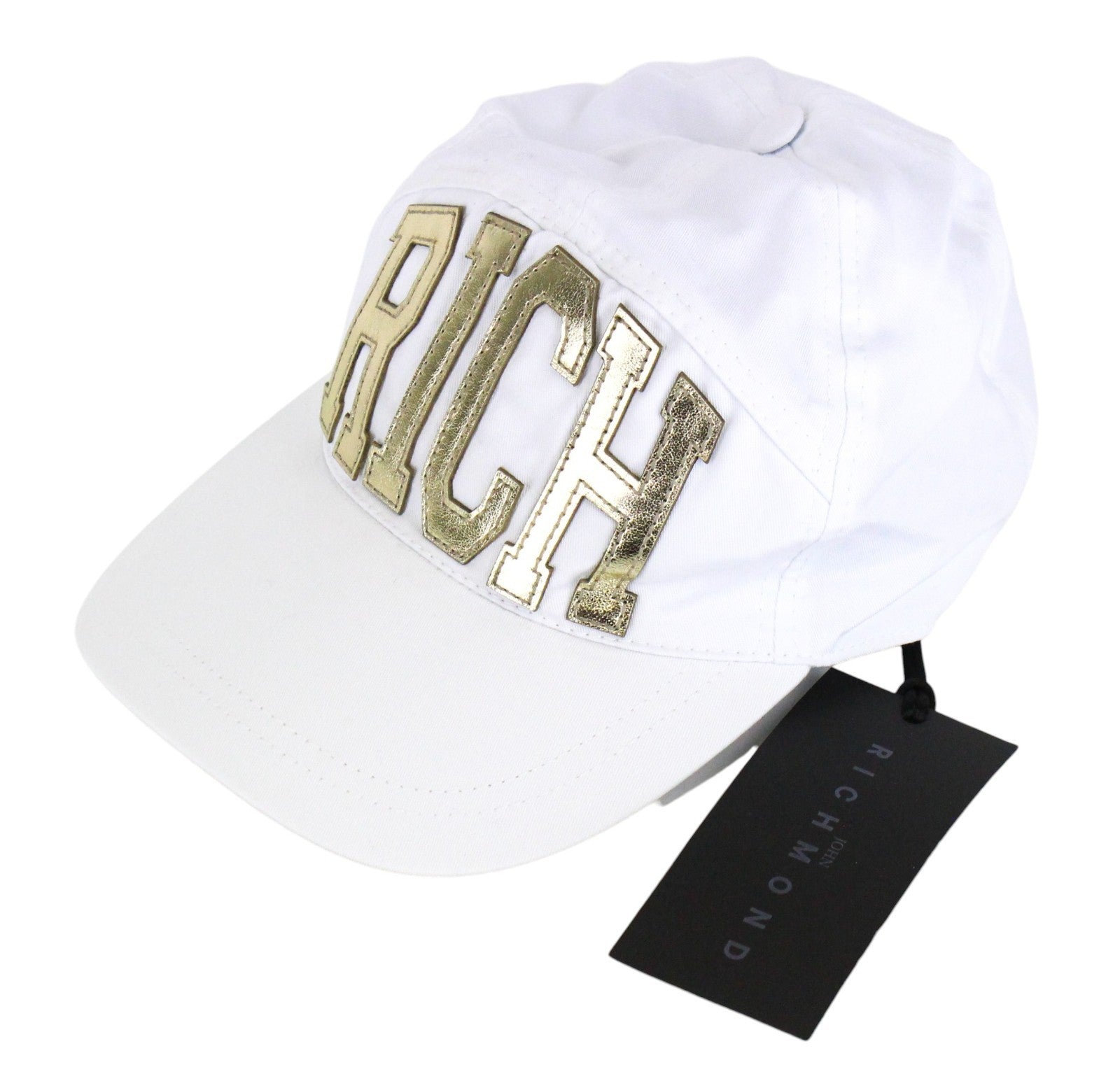 RICHMOND  Men Hat M White Logo Patched Touch Fastener Closure Pure Cotton