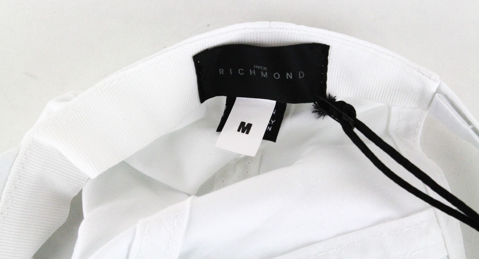RICHMOND  Men Hat M White Logo Patched Touch Fastener Closure Pure Cotton