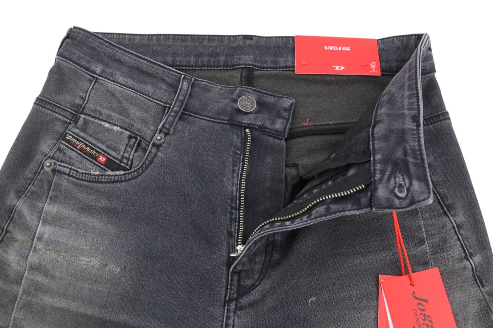 DIESEL D-Fayza-B Jogg 068FP Women Jeans W25 Grey Faded Distress Cropped RRP295