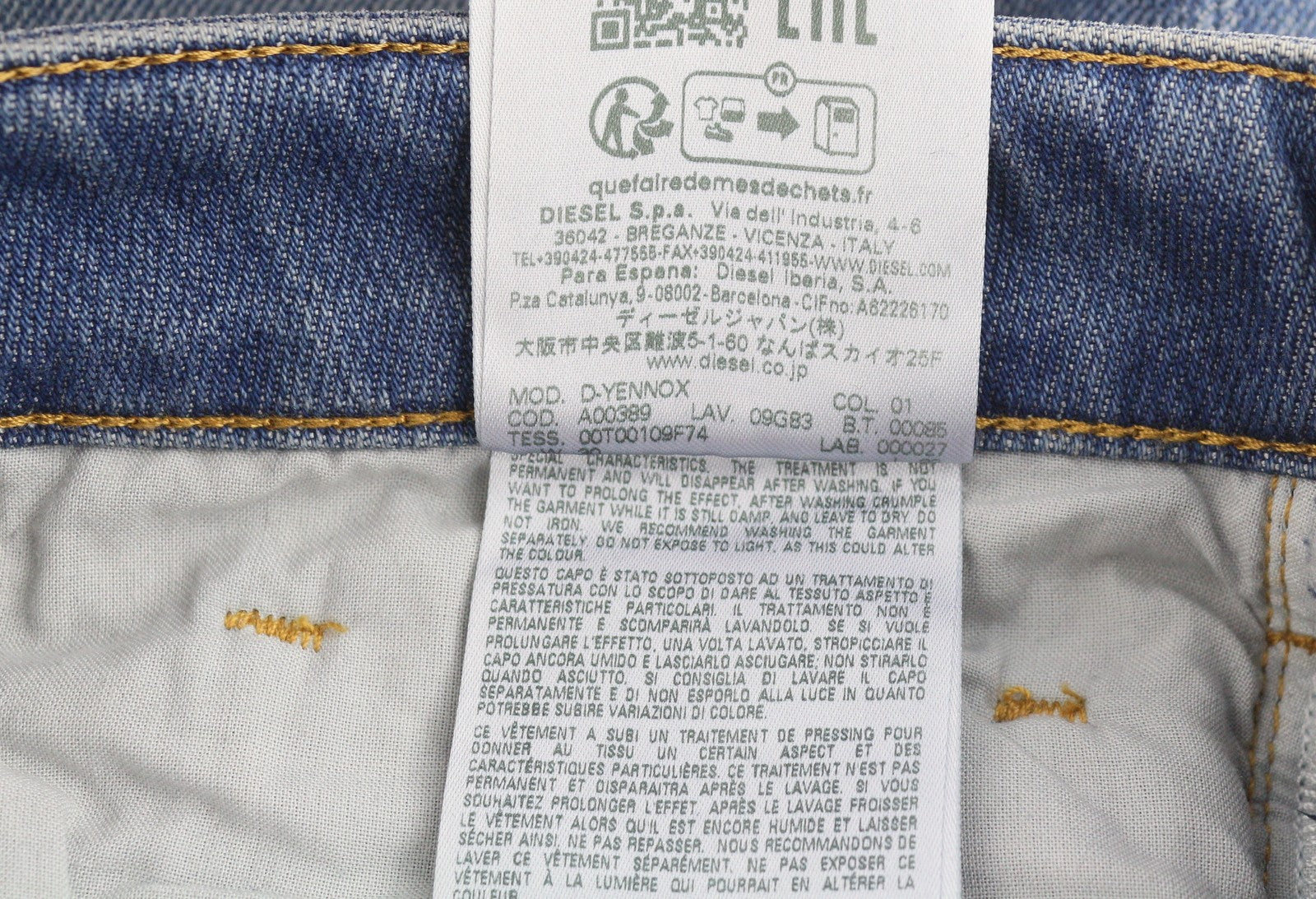 DIESEL D-Yennox 09G83 Men Jeans W30/L32 Blue Whiskers Faded Regular Tapered