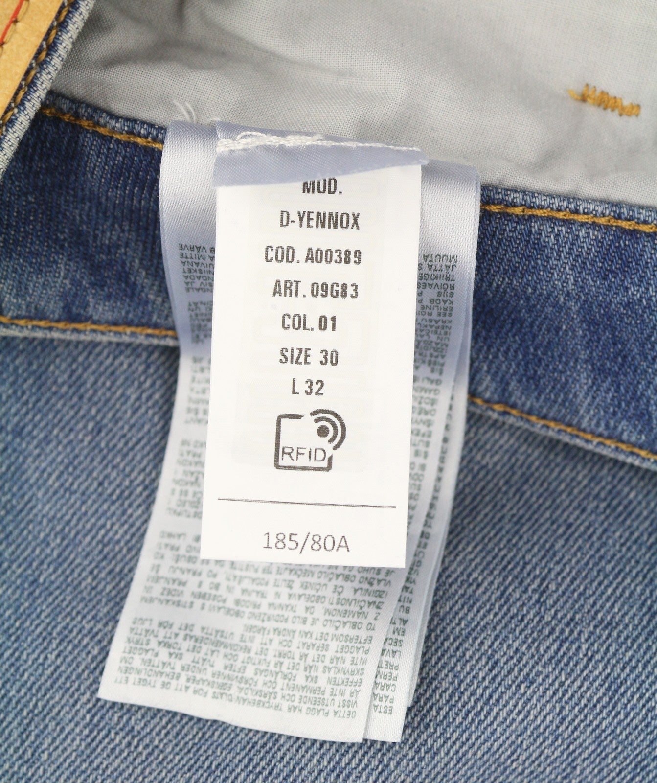 DIESEL D-Yennox 09G83 Men Jeans W30/L32 Blue Whiskers Faded Regular Tapered
