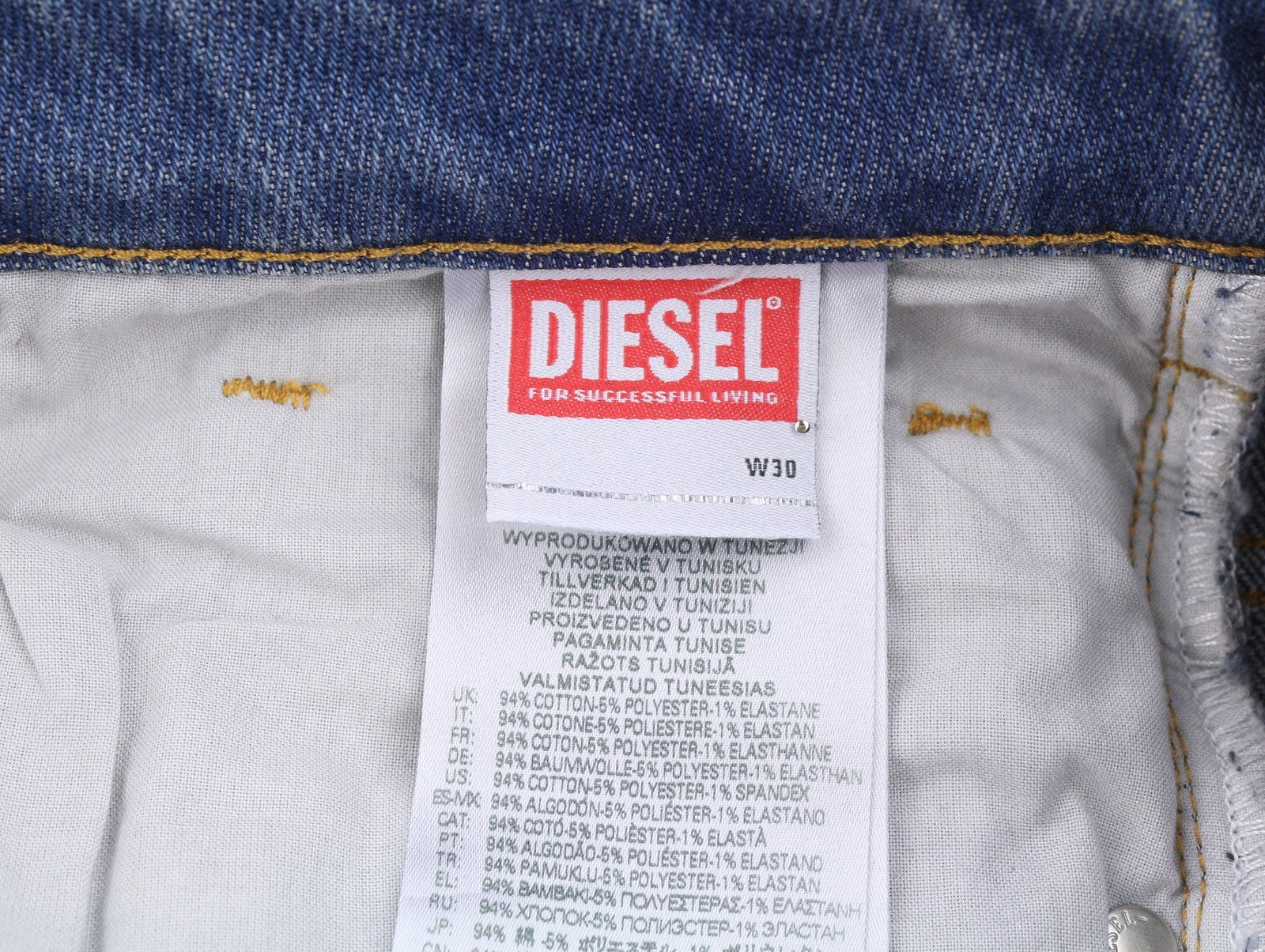 DIESEL D-Yennox 09G83 Men Jeans W30/L32 Blue Whiskers Faded Regular Tapered