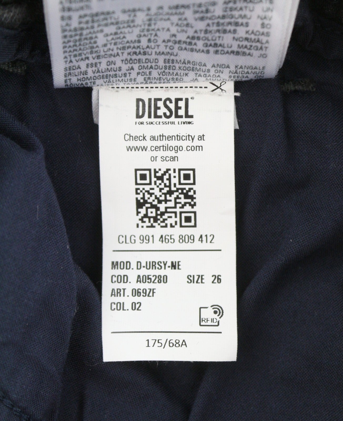 DIESEL D-Ursy-Ne 069ZF Women Jeans W26 Dark Grey Faded Cargo Denim RRP295