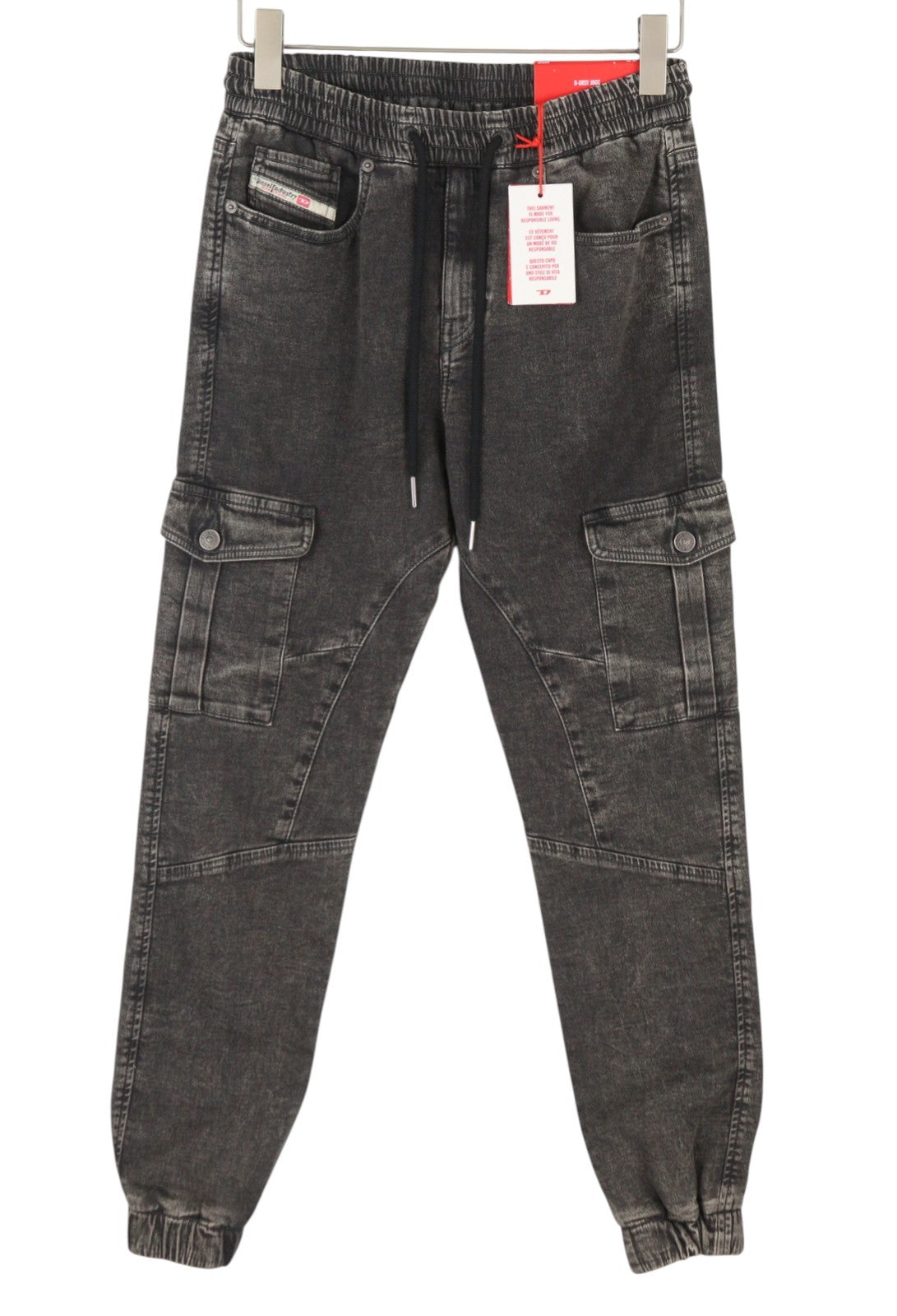 DIESEL D-Ursy-Ne 069ZF Women Jeans W26 Dark Grey Faded Cargo Denim RRP295