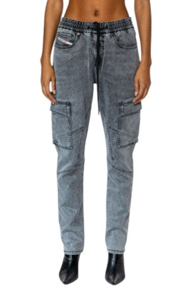 DIESEL D-Ursy Jogg 068DW Women Jeans W29 Grey Whiskers Faded Cargo Denim RRP295