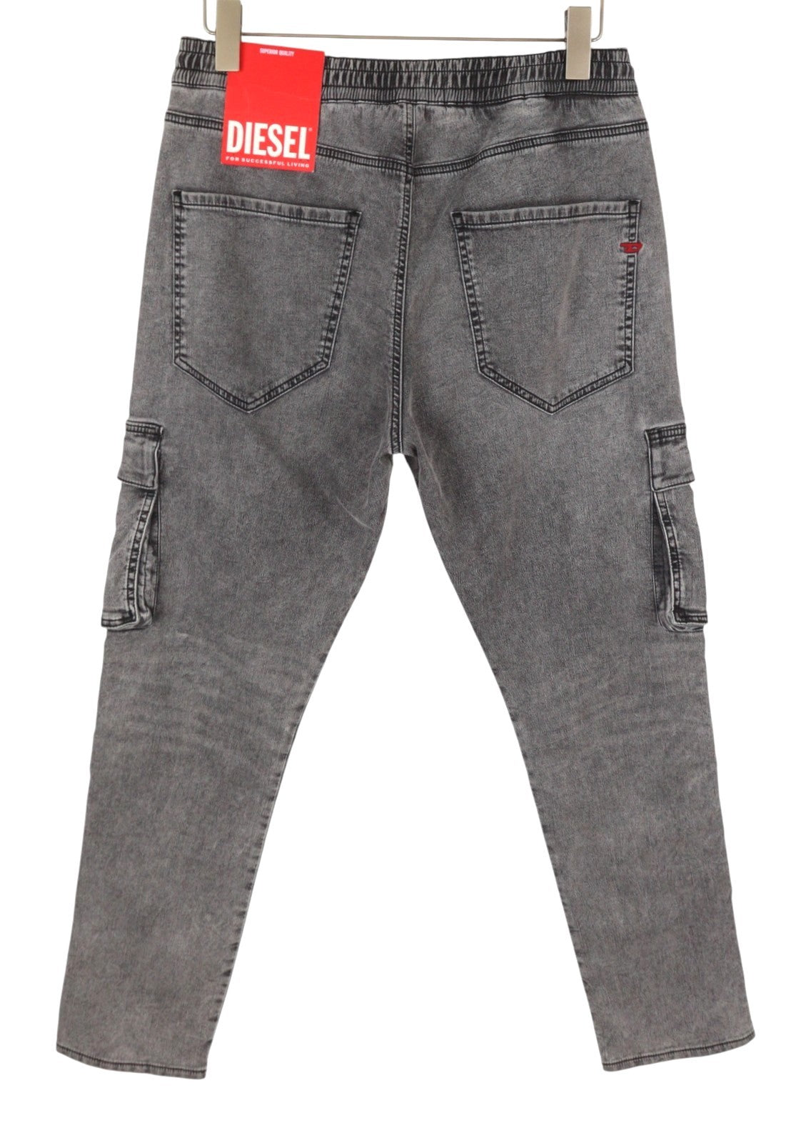 DIESEL D-Ursy Jogg 068DW Women Jeans W29 Grey Whiskers Faded Cargo Denim RRP295