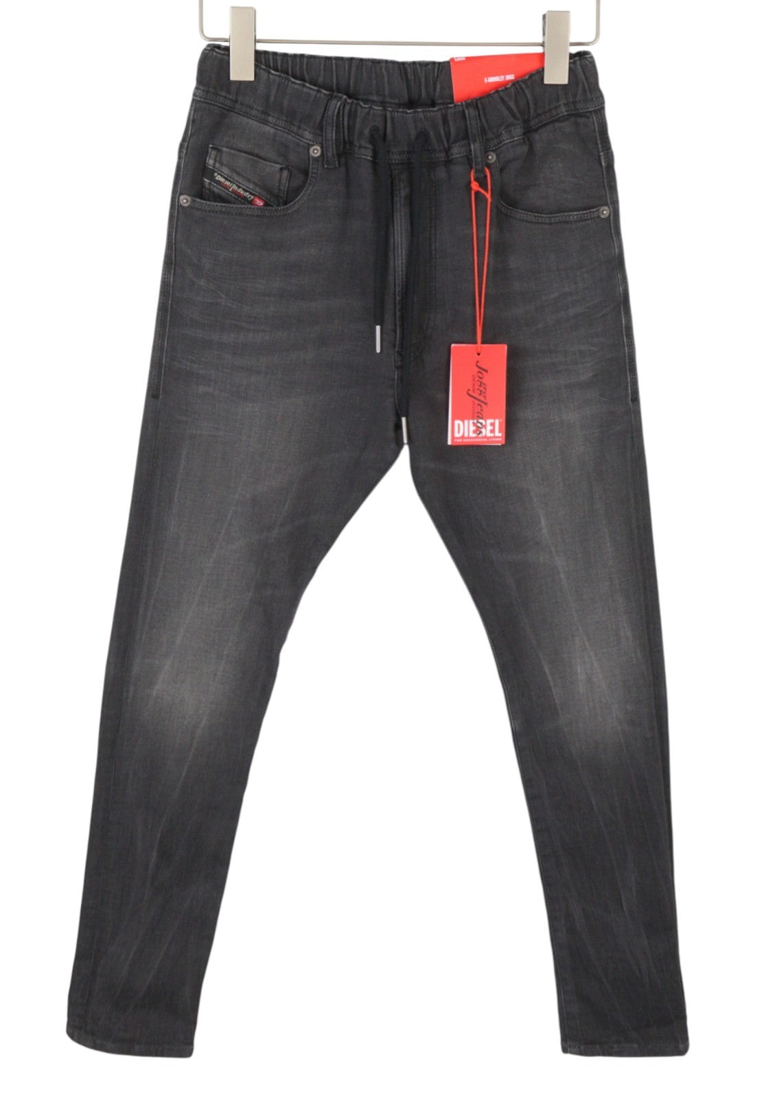 DIESEL E-Krooley Jogg 068FS Men Jeans W28 Black Whiskers Faded Slim