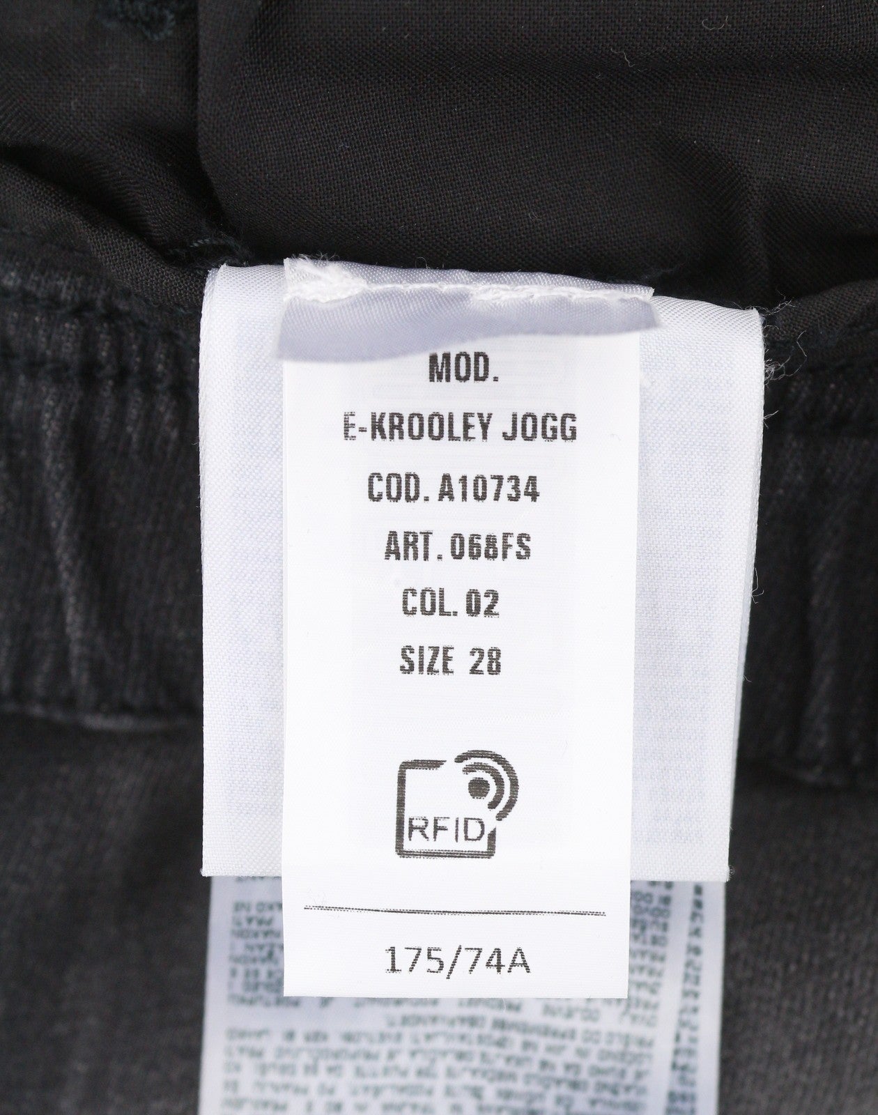 DIESEL E-Krooley Jogg 068FS Men Jeans W28 Black Whiskers Faded Slim