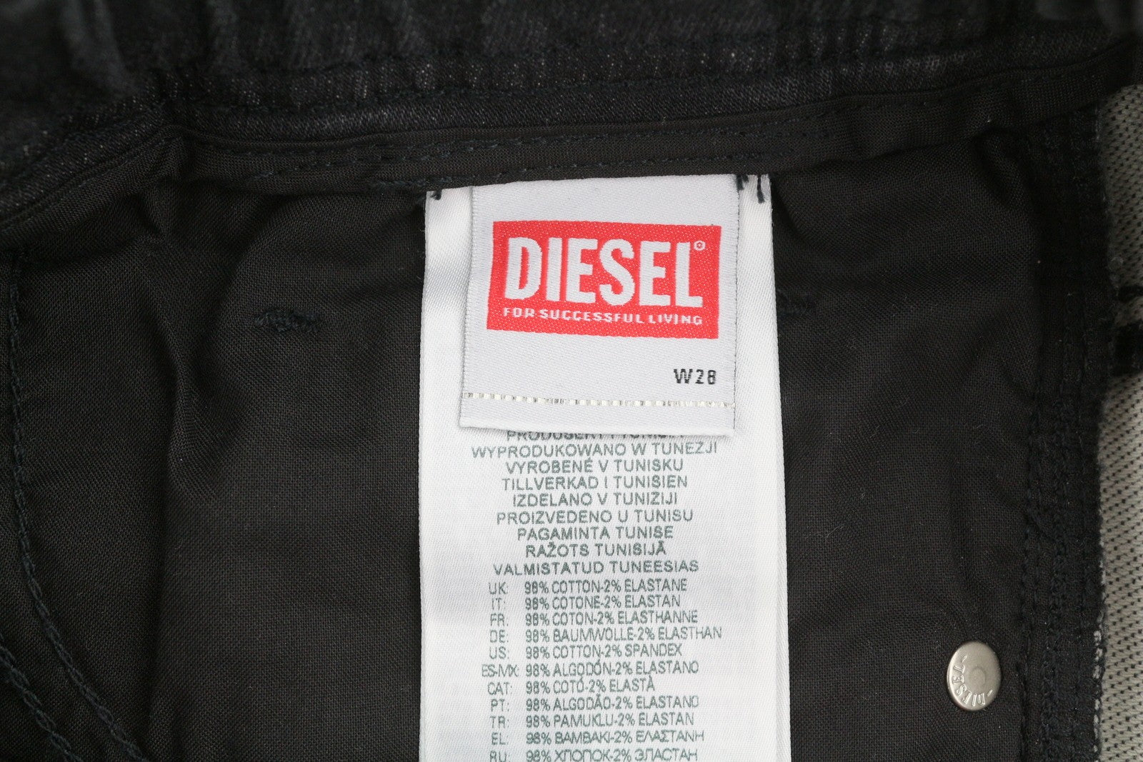 DIESEL E-Krooley Jogg 068FS Men Jeans W28 Black Whiskers Faded Slim