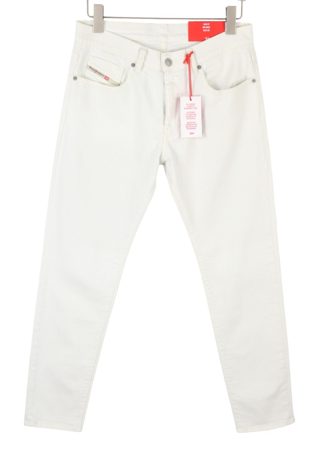 DIESEL 2019 D-Strukt 09F26 Men Jeans W30/L32 White Slim Fit Zip Fly Denim