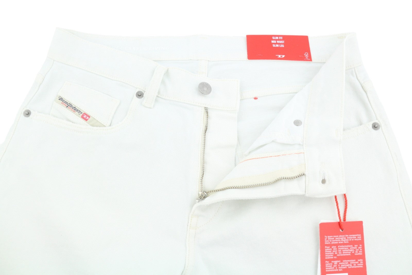 DIESEL 2019 D-Strukt 09F26 Men Jeans W30/L32 White Slim Fit Zip Fly Denim