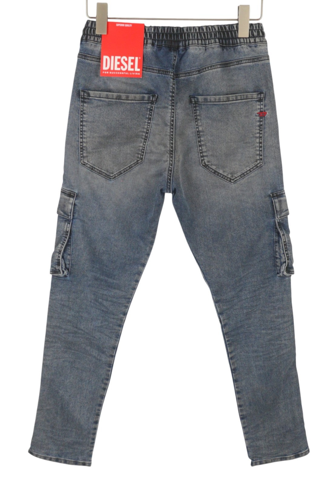 DIESEL D-Ursy Jogg 068EZ Women Jeans W26 Blue Whiskers Faded Cargo Denim RRP295