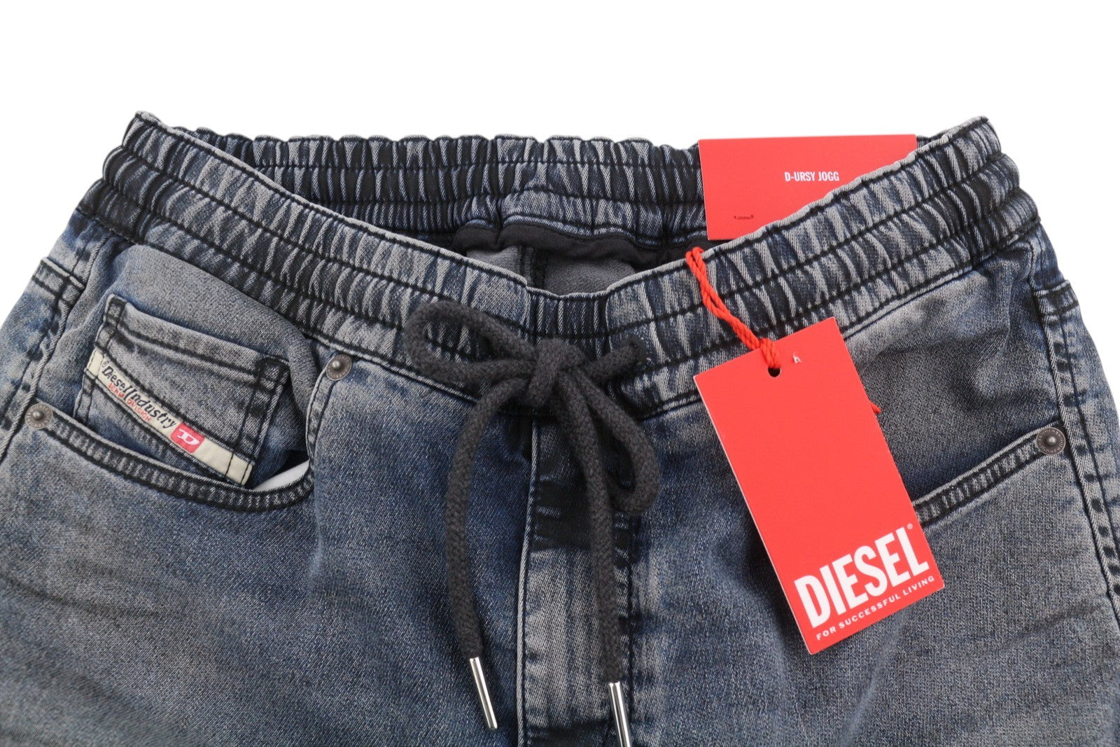 DIESEL D-Ursy Jogg 068EZ Women Jeans W26 Blue Whiskers Faded Cargo Denim RRP295