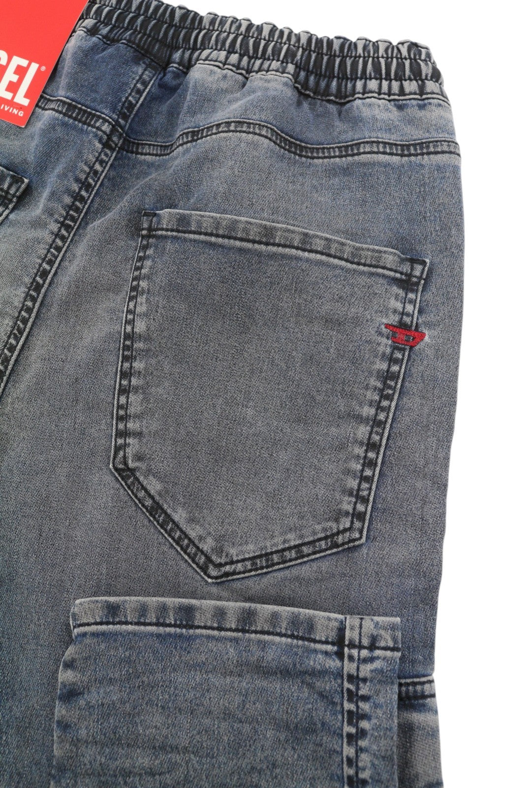 DIESEL D-Ursy Jogg 068EZ Women Jeans W26 Blue Whiskers Faded Cargo Denim RRP295