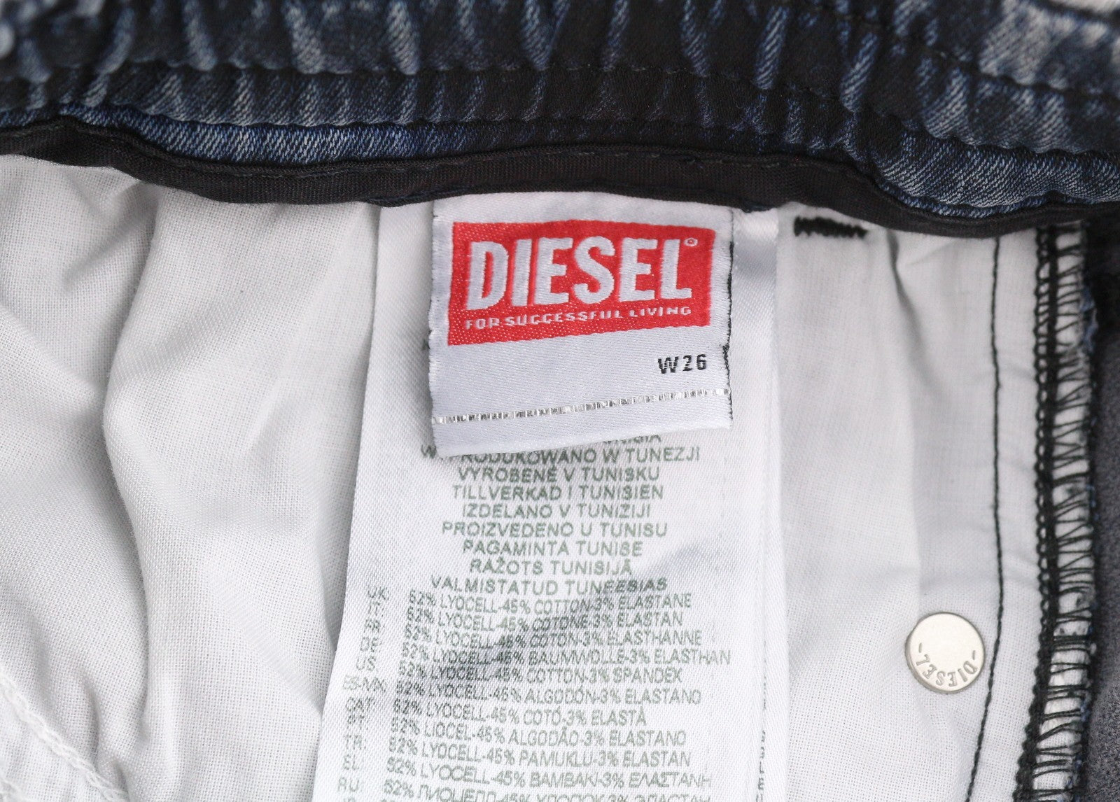 DIESEL D-Ursy Jogg 068EZ Women Jeans W26 Blue Whiskers Faded Cargo Denim RRP295