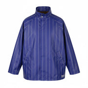 SCOTCH & SODA Men Jacket L Blue Pinstriped Water Repellent Full Zip Raincoat