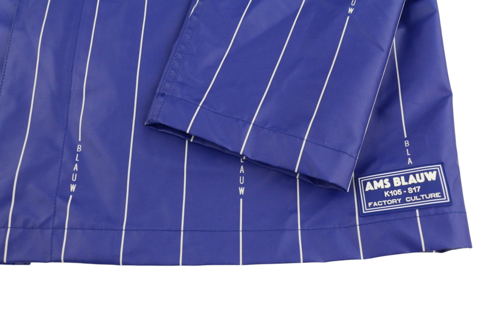 SCOTCH & SODA Men Jacket L Blue Pinstriped Water Repellent Full Zip Raincoat