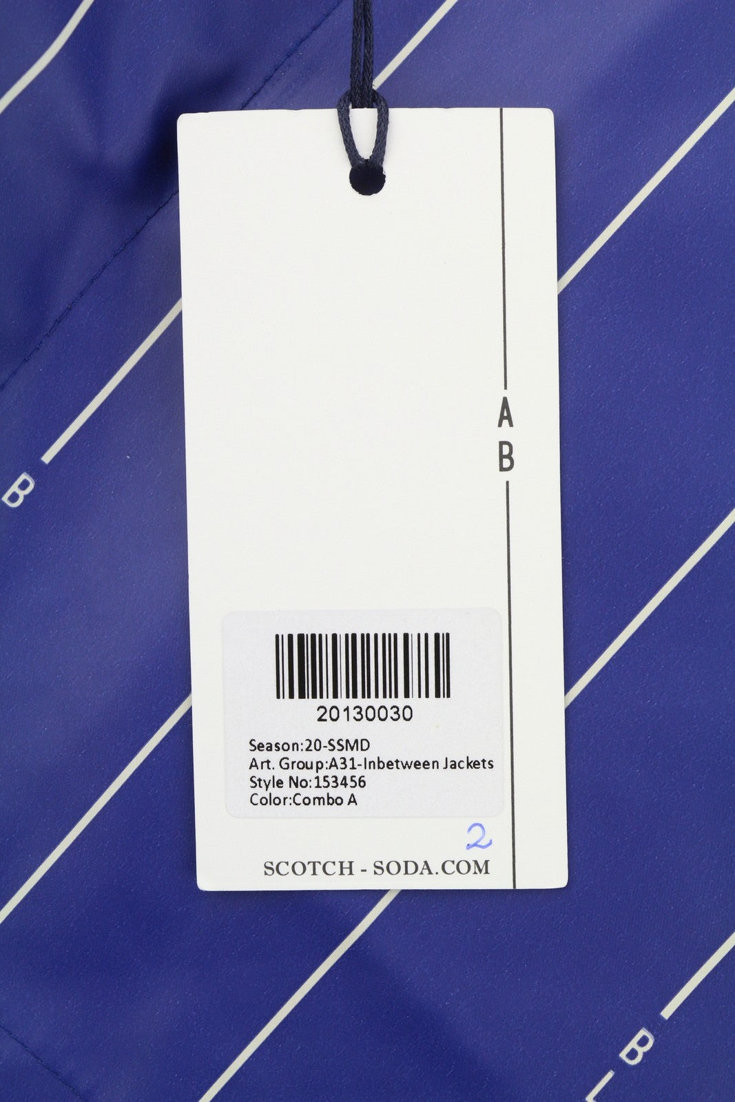 SCOTCH & SODA Men Jacket L Blue Pinstriped Water Repellent Full Zip Raincoat