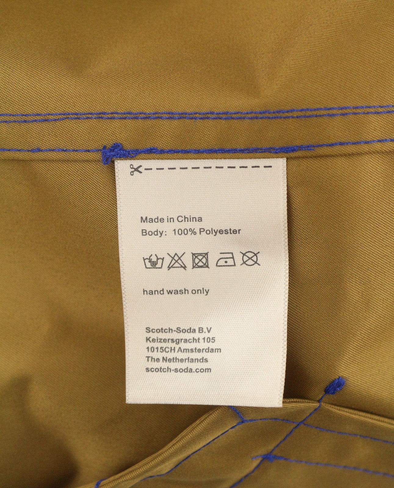 SCOTCH & SODA Men Jacket L Blue Pinstriped Water Repellent Full Zip Raincoat