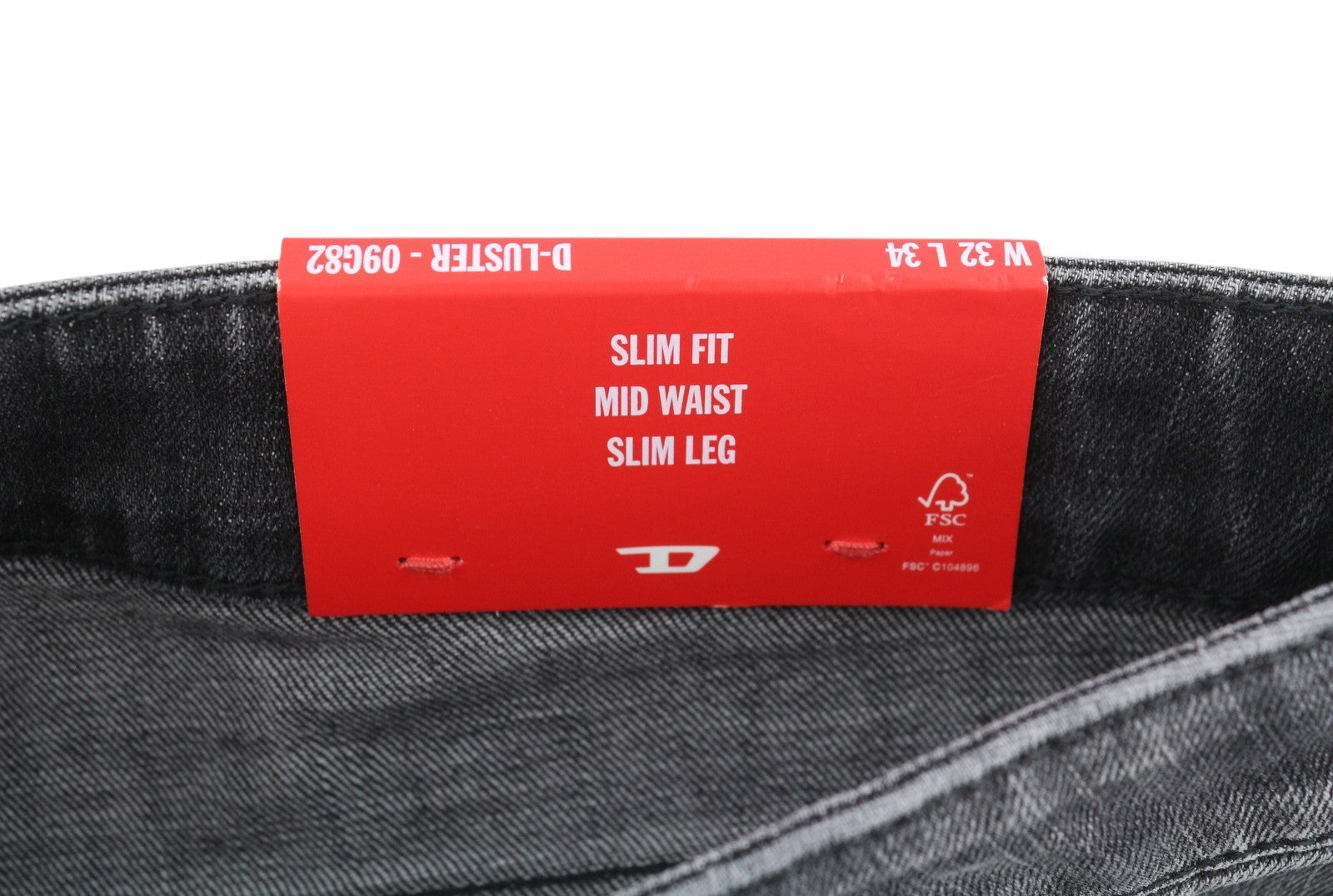 DIESEL D-Luster 09G82 Men Jeans W32/L34 Grey Faded Whiskers Slim Fit