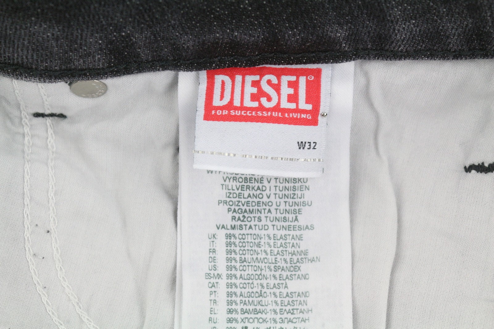 DIESEL D-Luster 09G82 Men Jeans W32/L34 Grey Faded Whiskers Slim Fit
