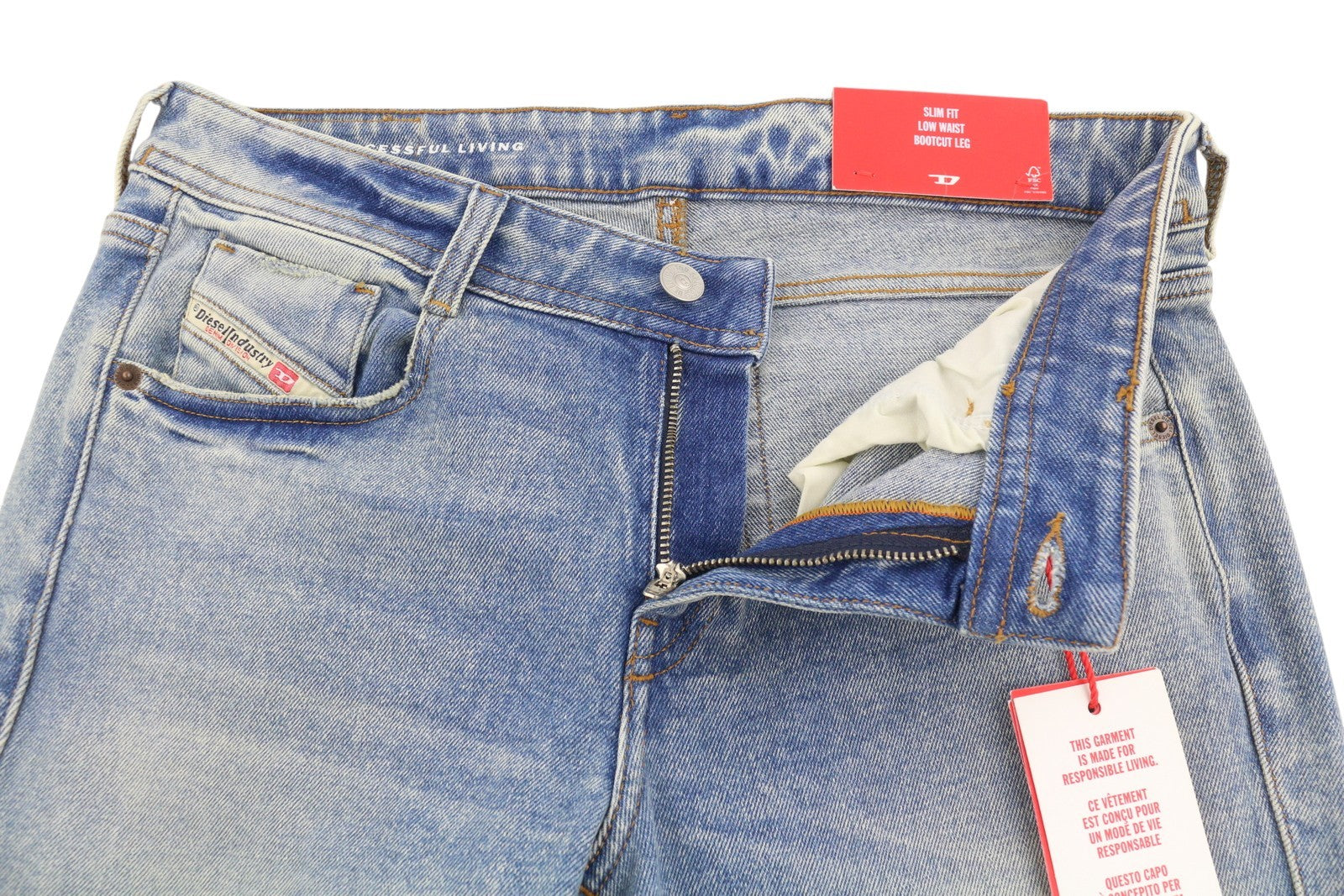 DIESEL 1969 D-Ebbey 09E86 Women Jeans W30/L32 Blue Faded Low Waist Bootcut Fit