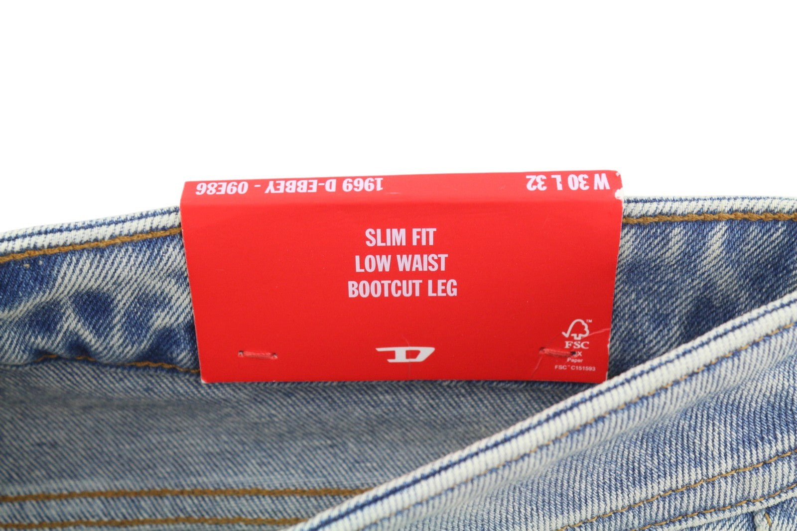 DIESEL 1969 D-Ebbey 09E86 Women Jeans W30/L32 Blue Faded Low Waist Bootcut Fit